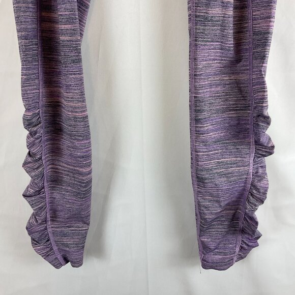 Lululemon Leggings 4 Purple Pink Space Dye Tech Pockets Ruched Detail Zipper - Picture 5 of 11